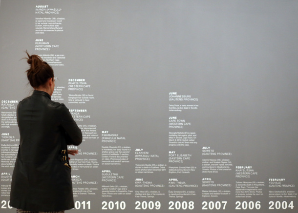 Hate crime timelines on the walls of Brooklyn Museum. Photos by Terra Dick (2015)