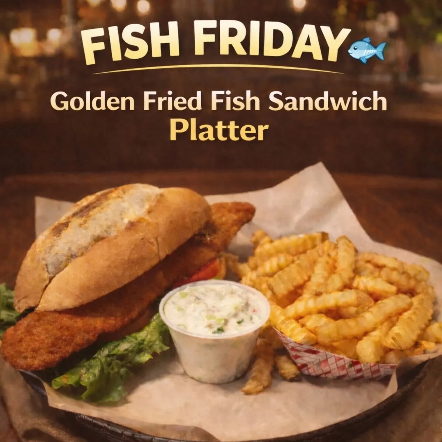 Craving something crispy and satisfying? 
Our golden fried fish sandwich platter is calling your name! Made with perfectly seasoned fish and served with fries and slaw. 
Celebrate Fish Friday with us! 🐟 
#fishfriday #pittsburghfood #fishfry #412eats