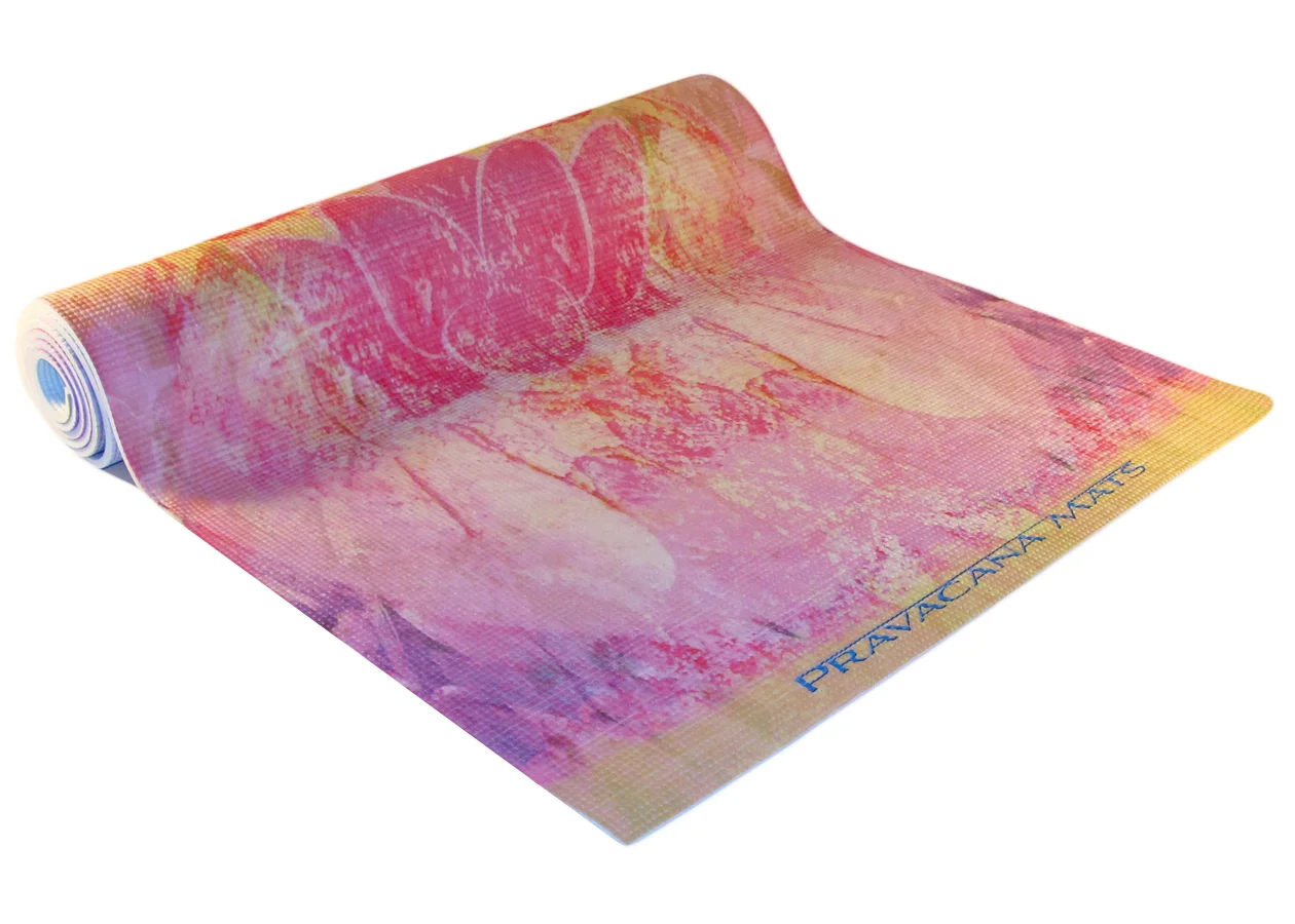 yellow pink seven color chakra sign symbol design yoga mat