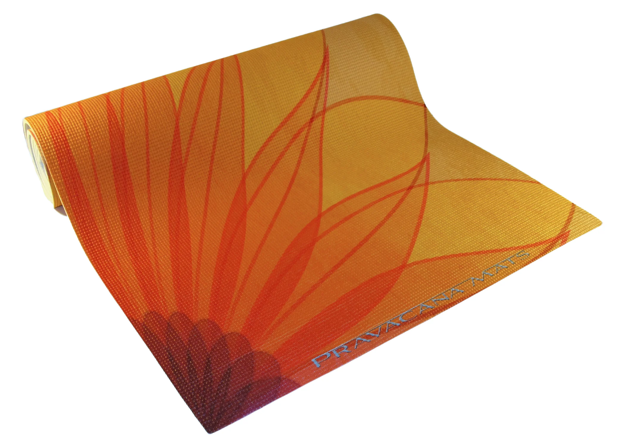 golden orange flower rugged sky blue background yoga mat