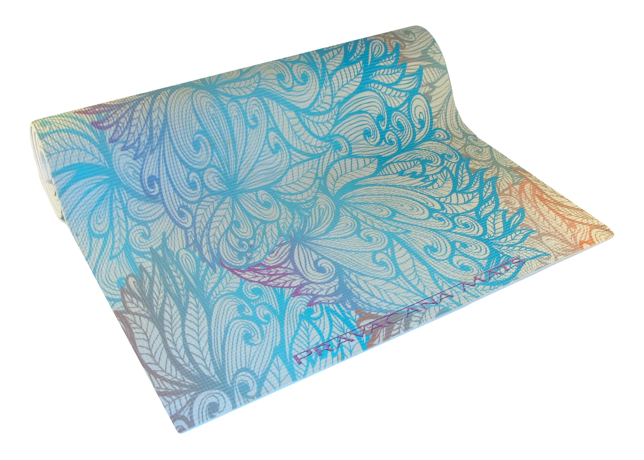 mixed blue purple orange crysanthemums flower inspired yoga mat