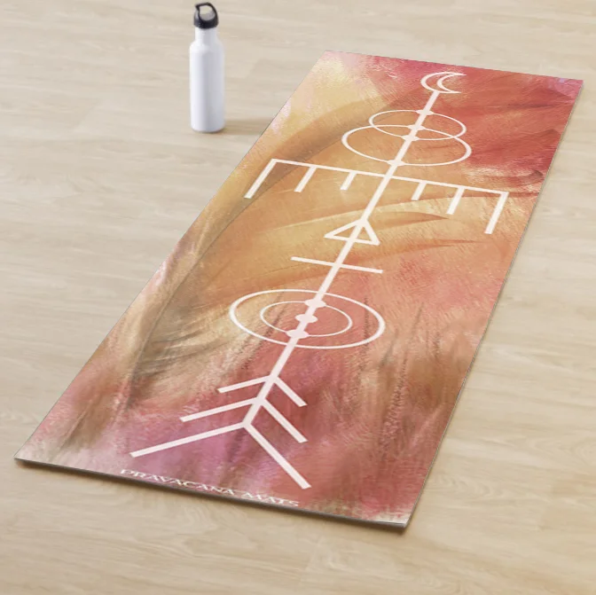 nazca nude brown printed lines yoga mat