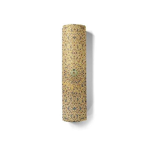 golden arabesque pattern east inspired woven mosaic yoga mat