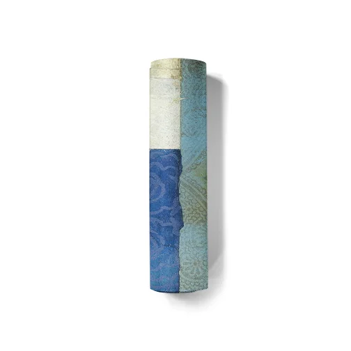 white auspicious lotus colorful blue hues yoga mat