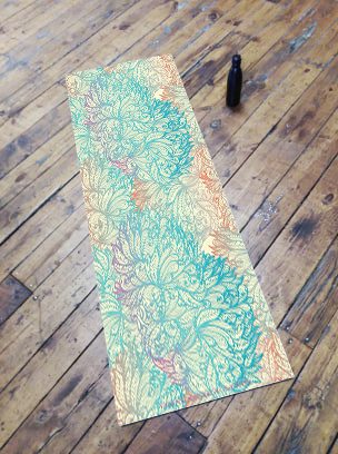 mixed blue purple orange crysanthemums flower inspired yoga mat