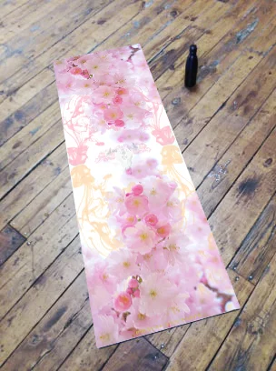 pink boho blossom floral bohemian design yoga mat