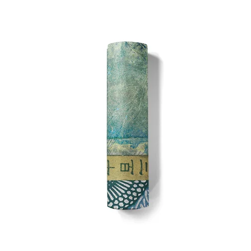 green blue ancient chinese poem printed yoga mat