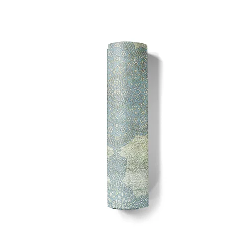 blue transcendental tattings overlay distressed pattern background design yoga mat