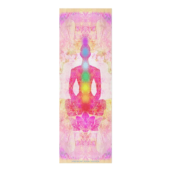 yellow pink seven color chakra sign symbol design yoga mat