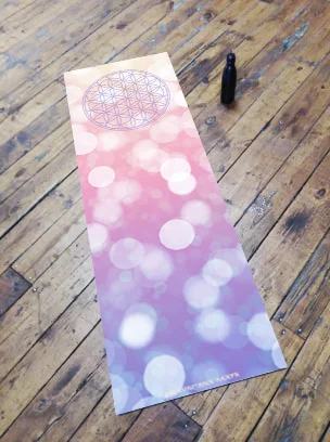 Bokeh Pink Purple Flower of Life Yoga Mat
