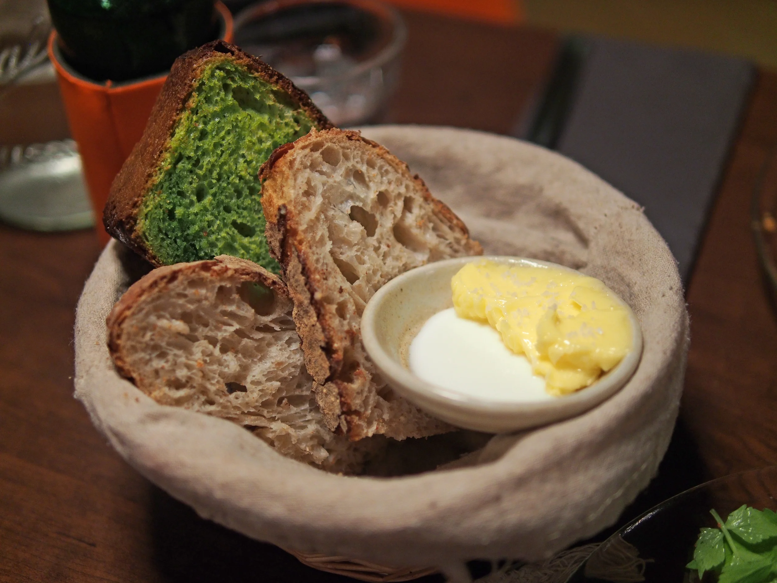 Stinging nettle brioche and buttermilk