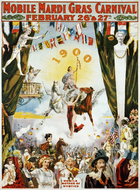 Promotional poster for the Mobile Mardi Gras Carnival, February 26th & 27th 1900.