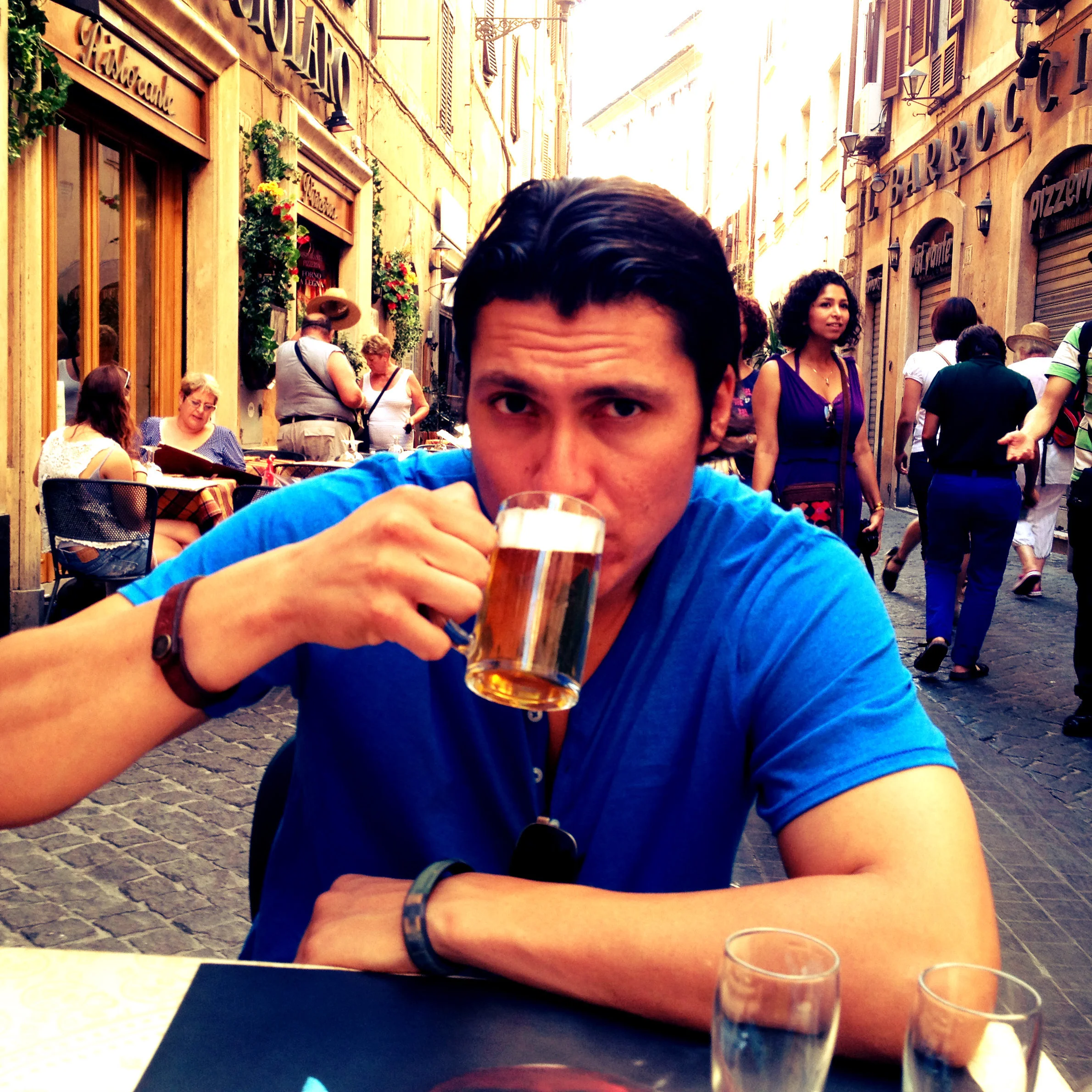 Steve enjoying a brew in Rome