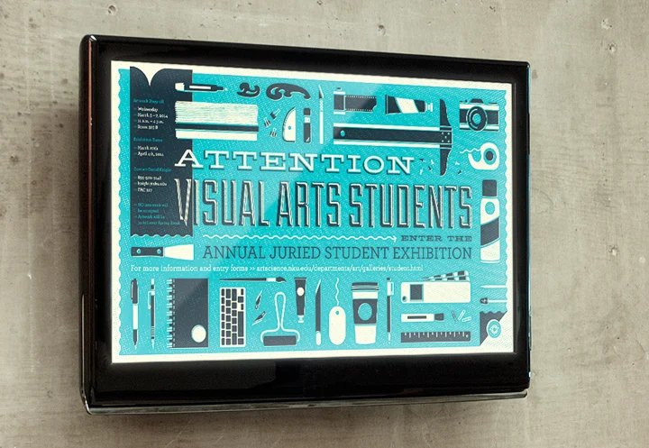 On digital display as well as posted around campus