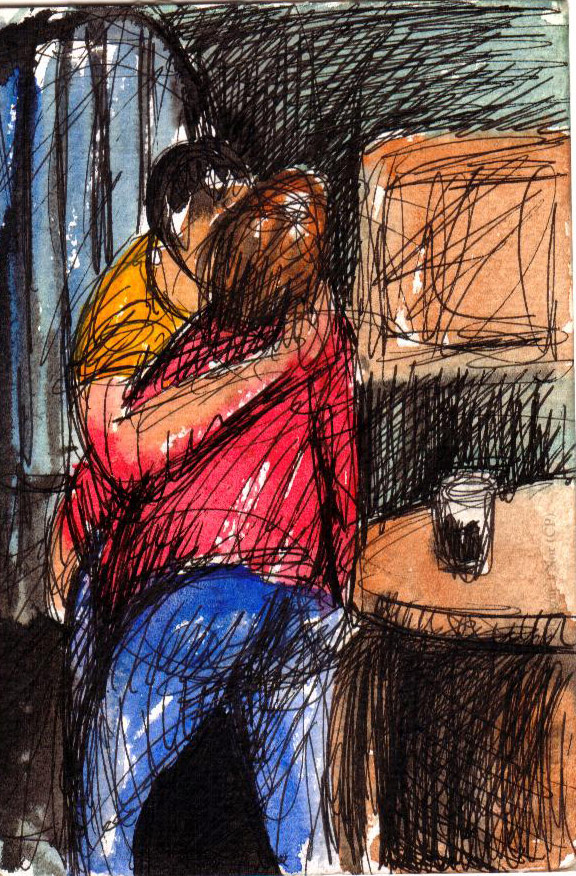Man-being-prick-teased-@fibbers--A6-inkand-wash-on-paper-2007.jpg