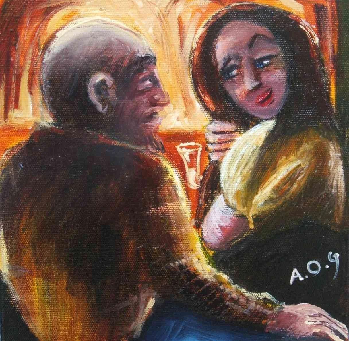 Man and Woman @Fibbers (oil on canvas) 2012.JPG