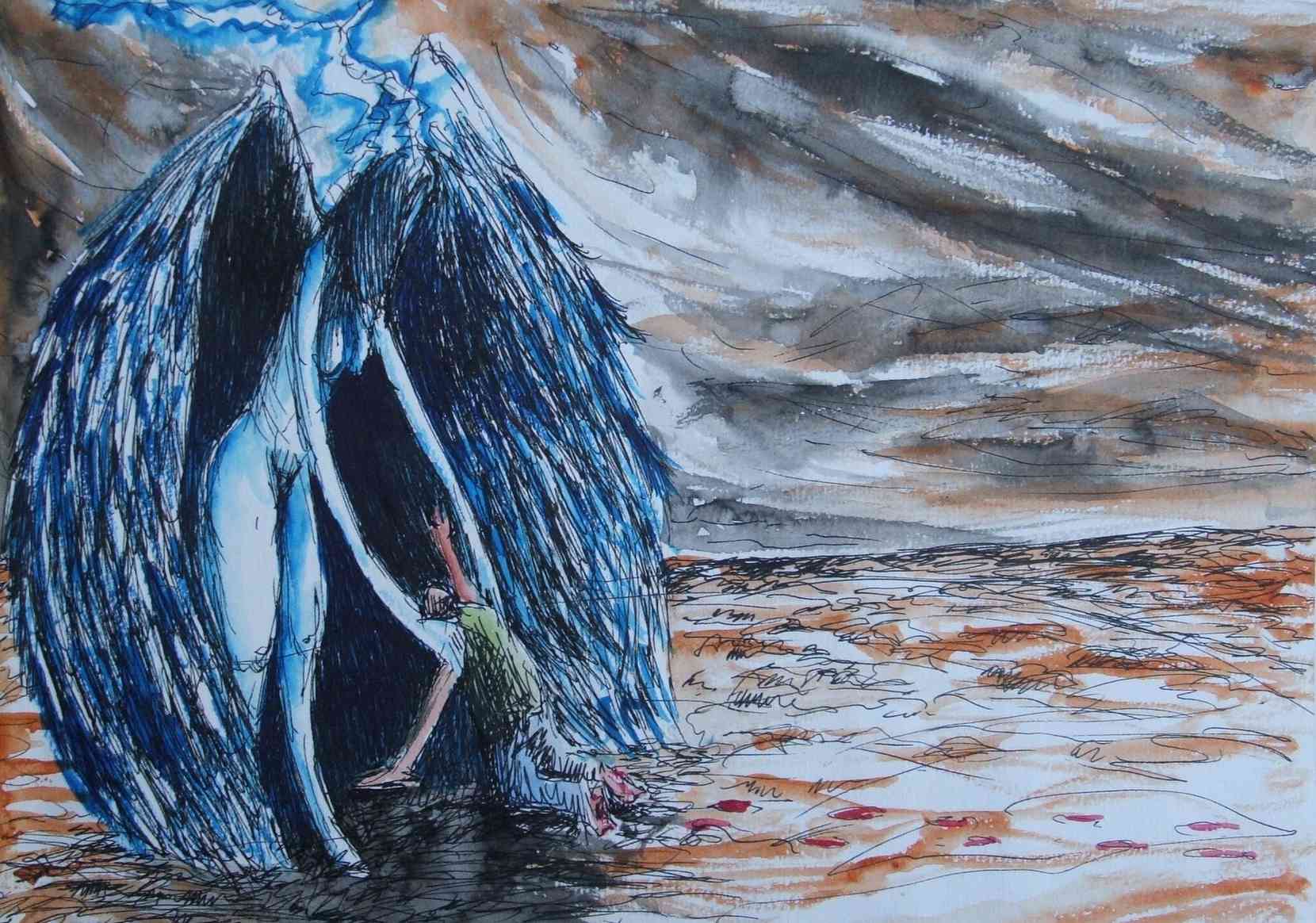 The dark muse (ink and wash on paper) 2012