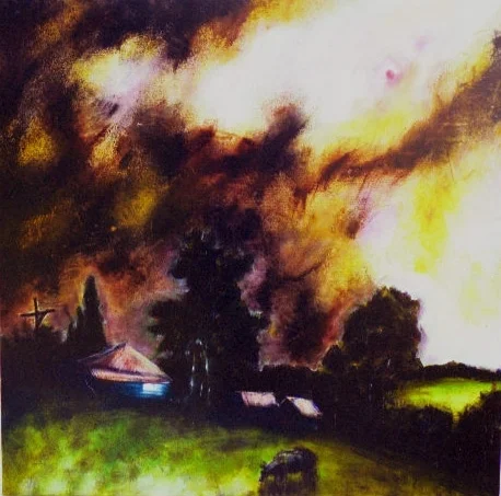 Palm Tree bushfire moon (oil on linen) 2002