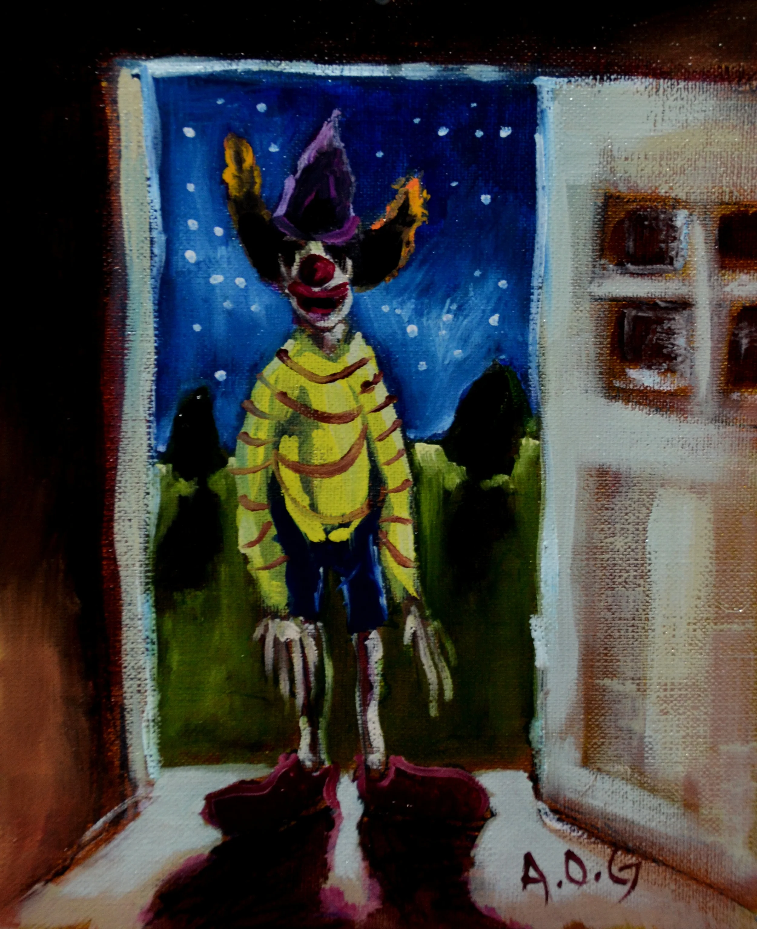 Creepo the Klown (oil on canvas board) 250x200mm 2015
