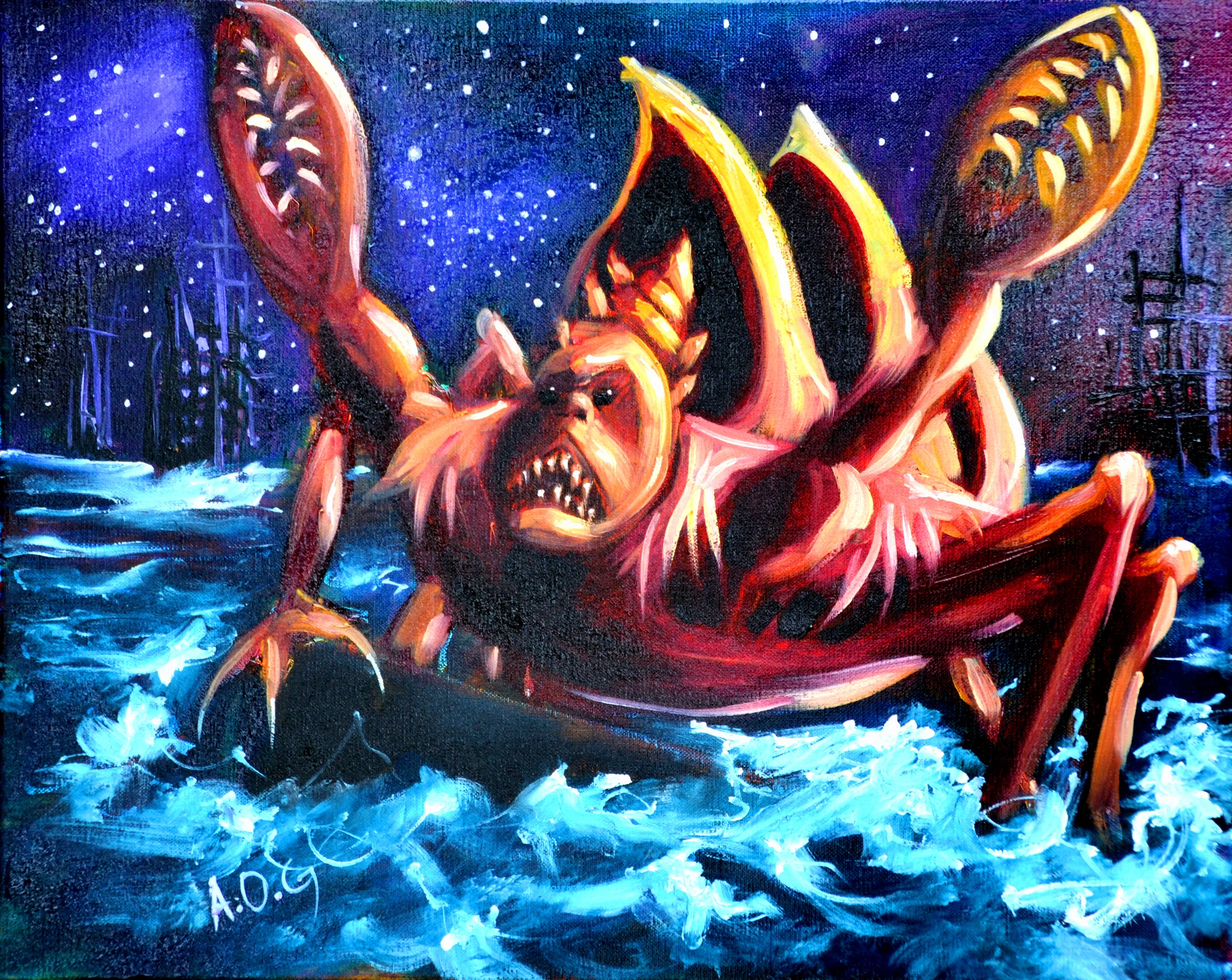 "Angry Aussi crab (Pauline's descendant) 500x400mm 2016