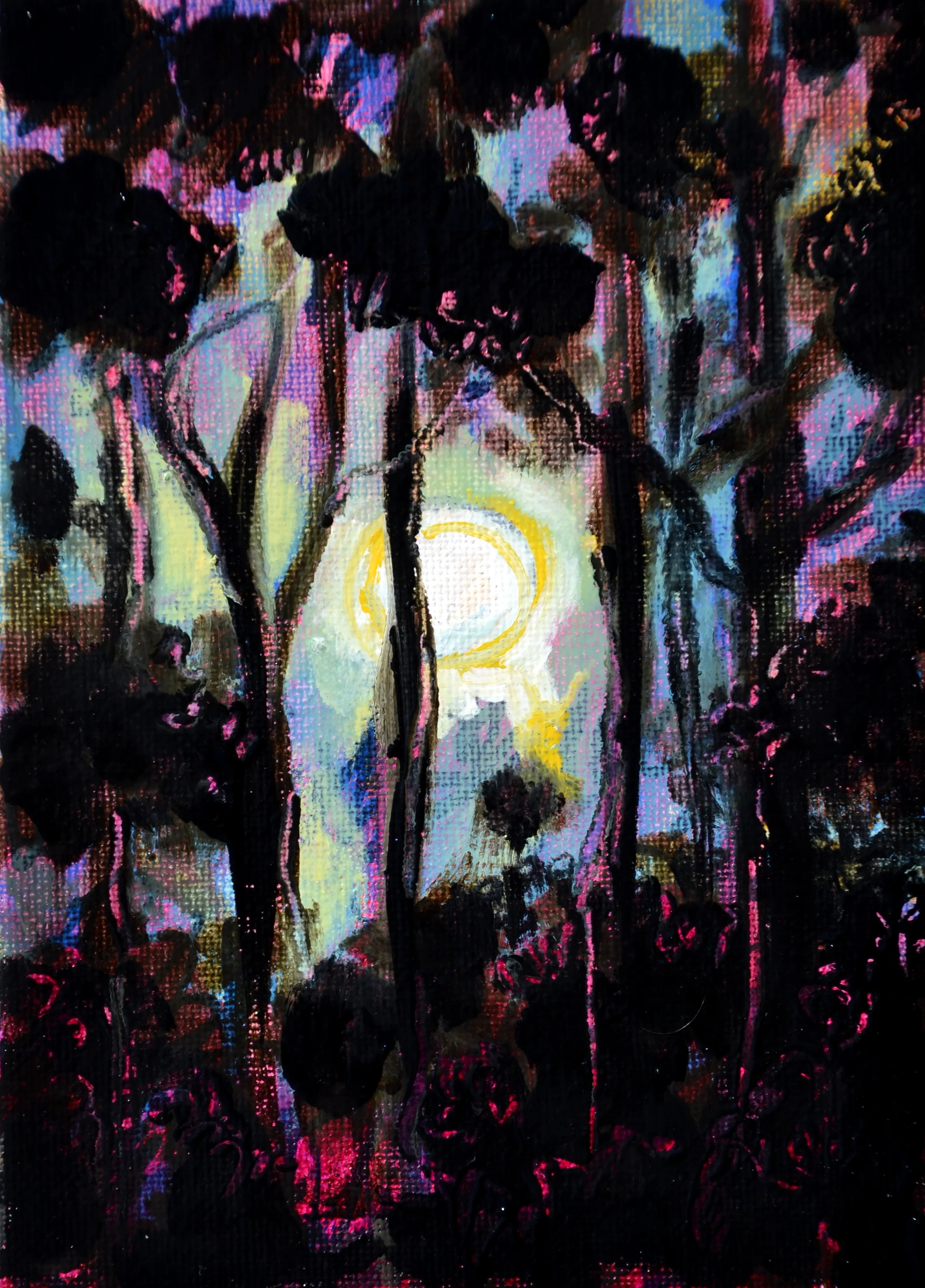 "Cabarlah moonrise" oil on canvas board) 120x170mm 2016