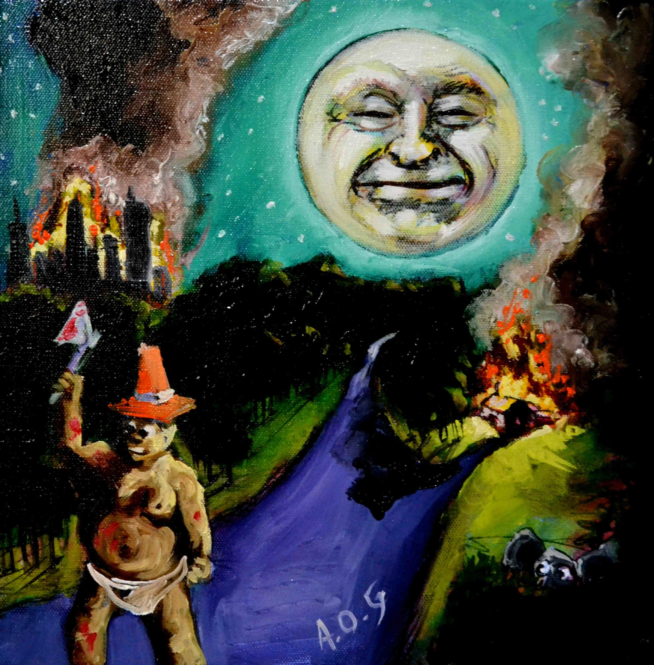 "Bad moon rising" 300mmx300mm (oil on canvas) 2017