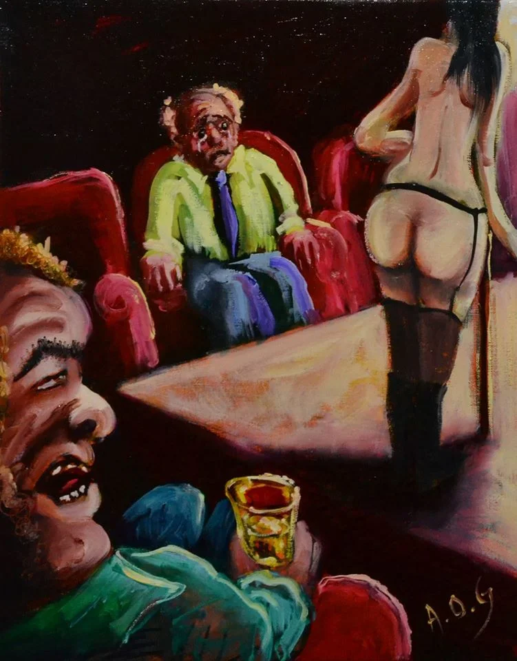 "Old man crying in the strip club" 510mmx410mm (oil on linen) 2016
