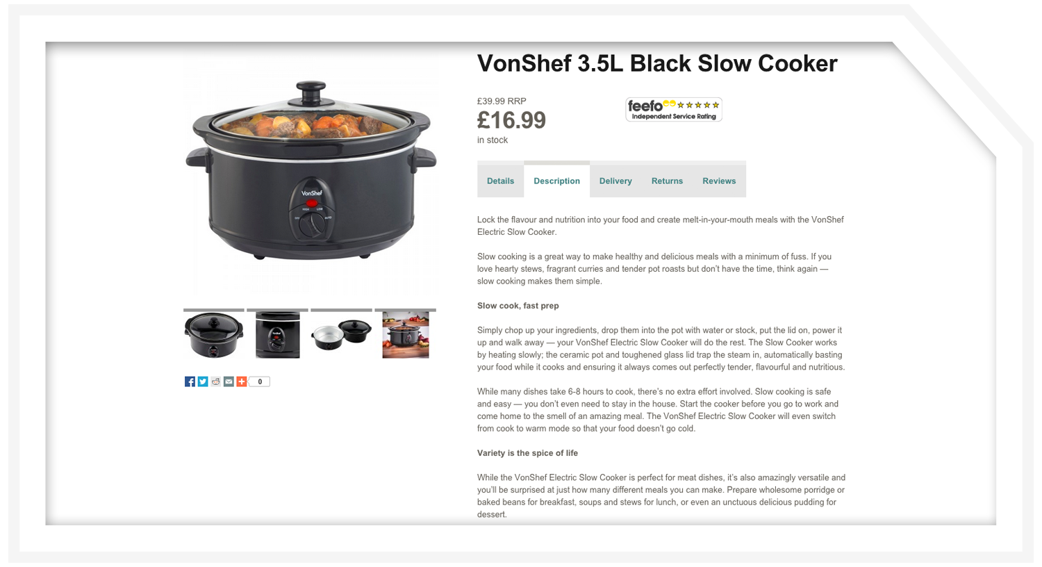Product description: Slow cooker
