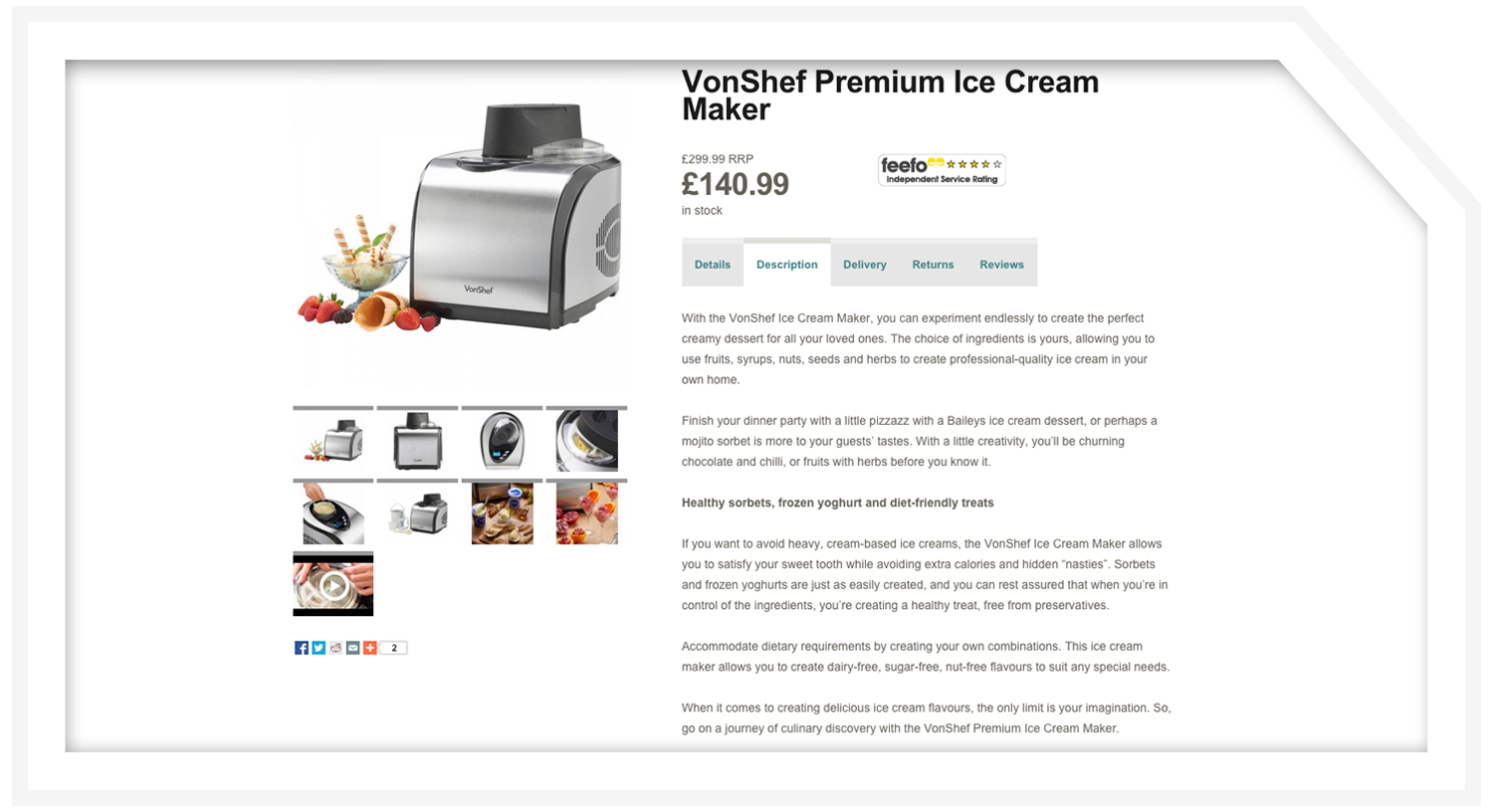 Product description: Ice cream maker