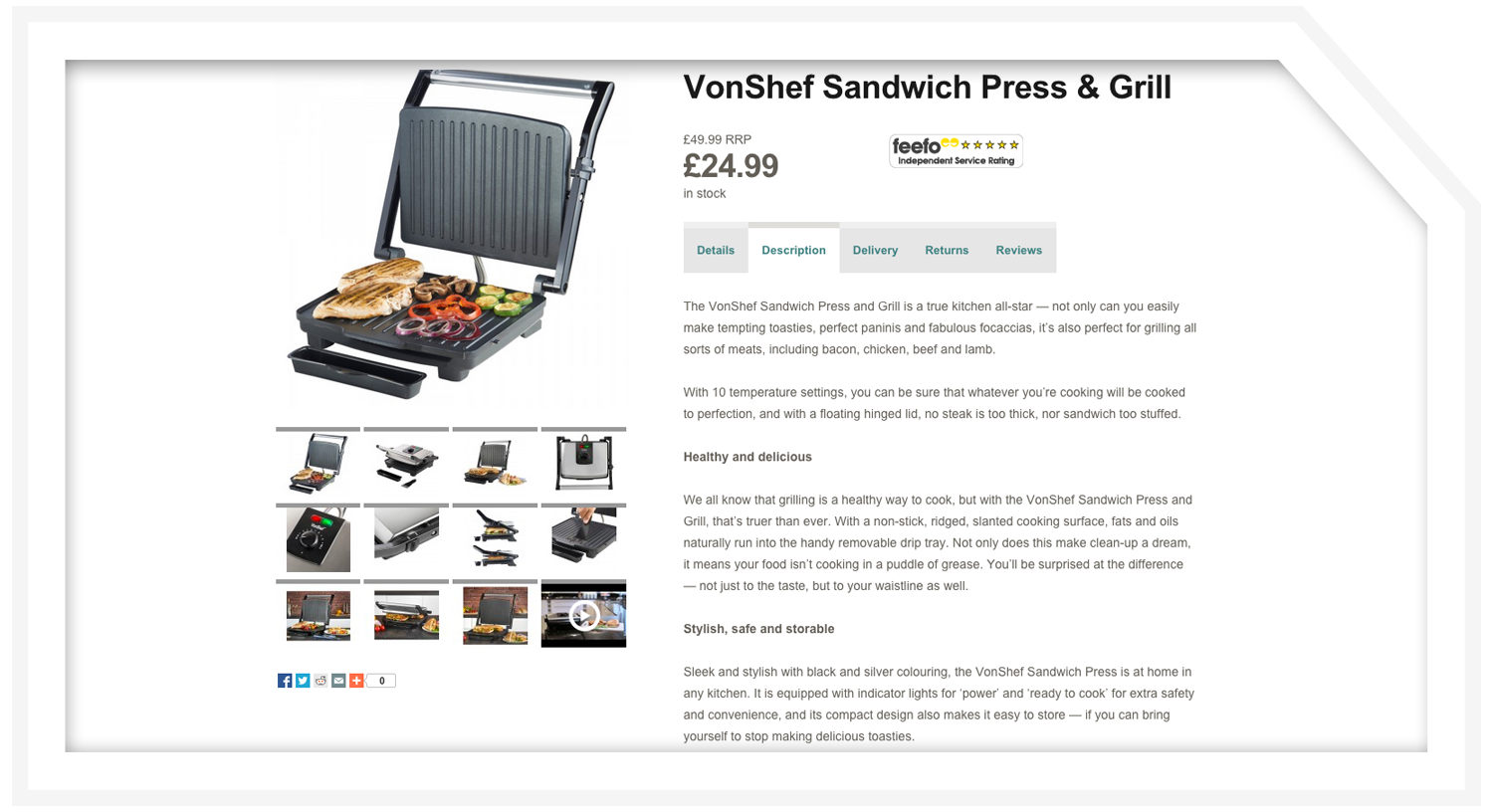 Product description: Sandwich press