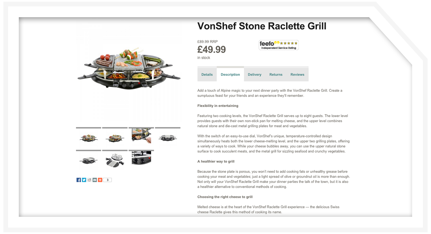 Product description: Raclette grill