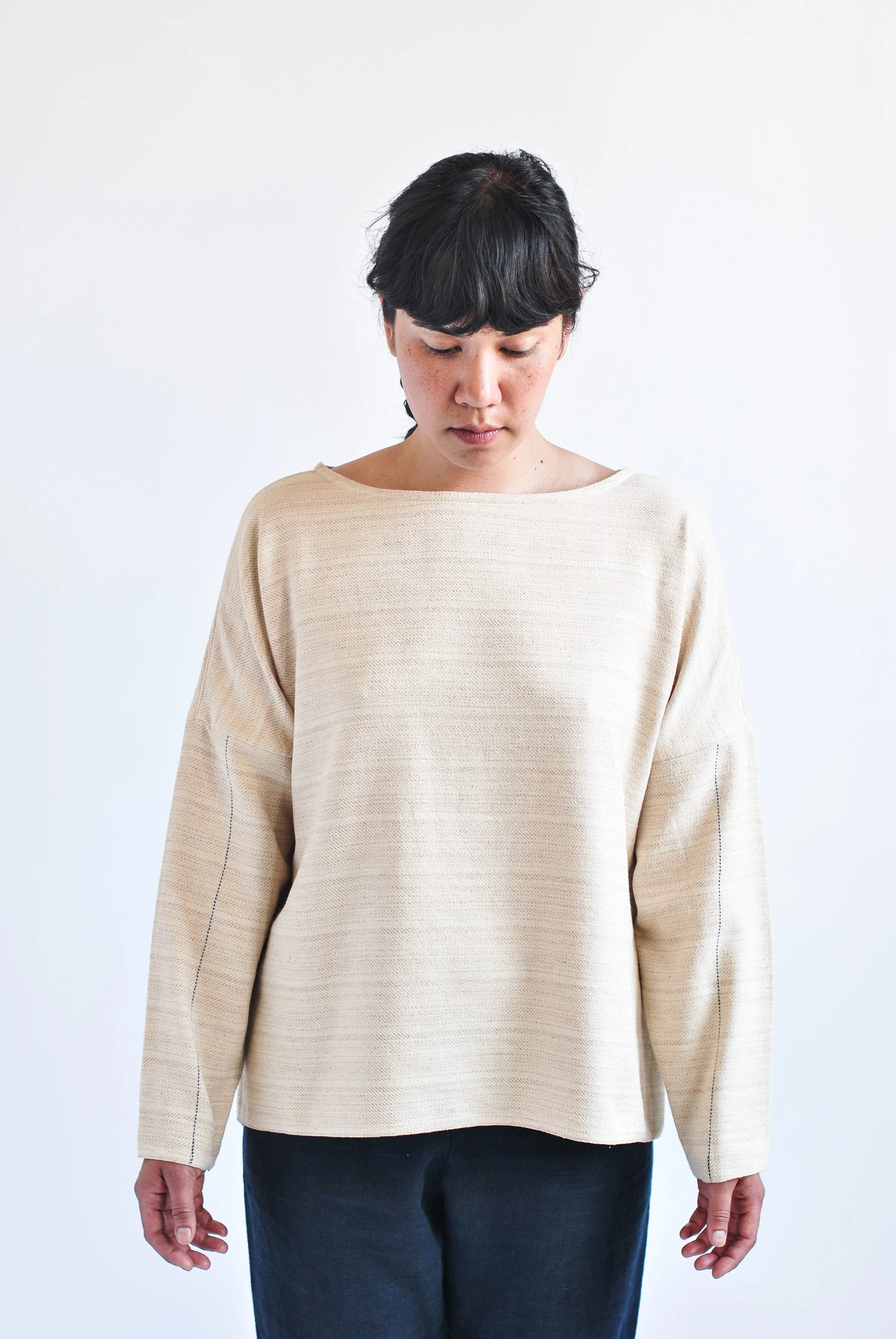 SHIRT 1, INDIGO CHALK LINES, NATURAL