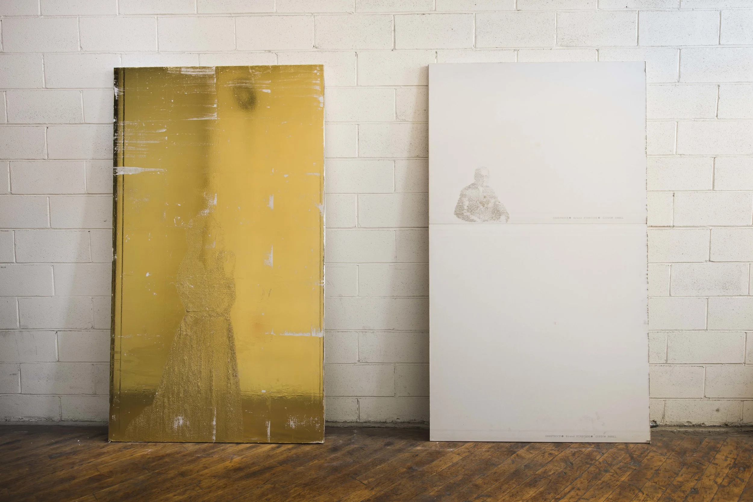 Gypsum Wallboard, Gold Foil, Punchmarks, Incisions
