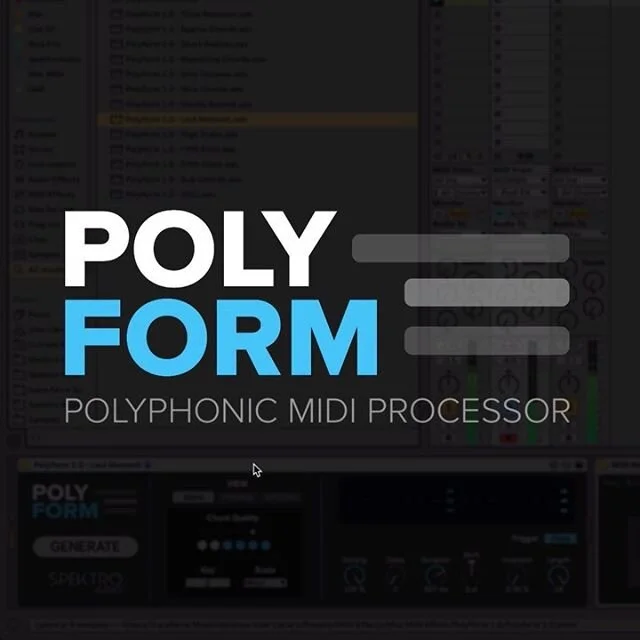 Polyform, our brand new polyphonic MIDI processor, is now available!⁣⁣
⁣⁣
Polyform is a Max for Live processor that listens to monophonic melodies and basslines and generates a polyphonic response algorithmically.⁣⁣
While Polyform is not designed to replace tradicional chord progressions, it's capable of generating rhythmic polyphonic sequences and counter melodies based on other sequences and reacting to changes in those sequences automatically.⁣⁣
⁣⁣
Polyform is available for U$14.99 at http://spektroaudio.com/polyform⁣⁣
⁣⁣
#maxforlive #polyform #ableton #abletonlive #maxmsp #processor #polyphonic #sequencer #sequencing #liveperformance #live10 #abletonpush #push2 #acdgen #synth #synthesizer #algorithm #generative #generativemusic #musicproduction #studio #proaudio