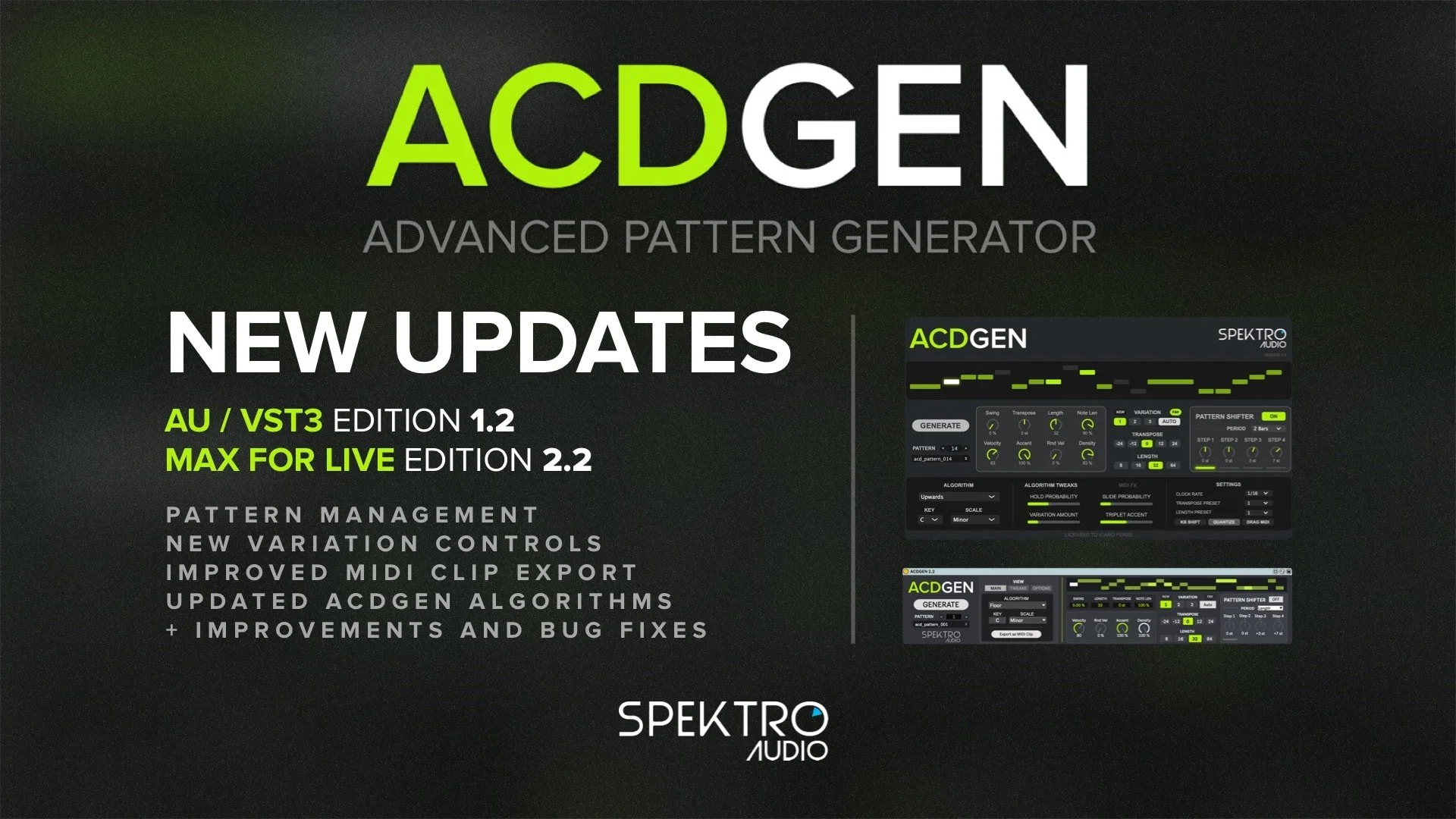 New ACDGEN Updates now Available (Max for Live 2.2 & AU / VST3 1.2)