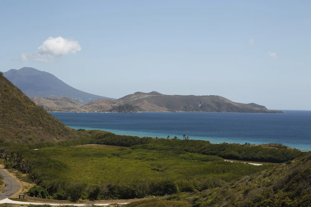 Utsikt mot sør på St Kitts