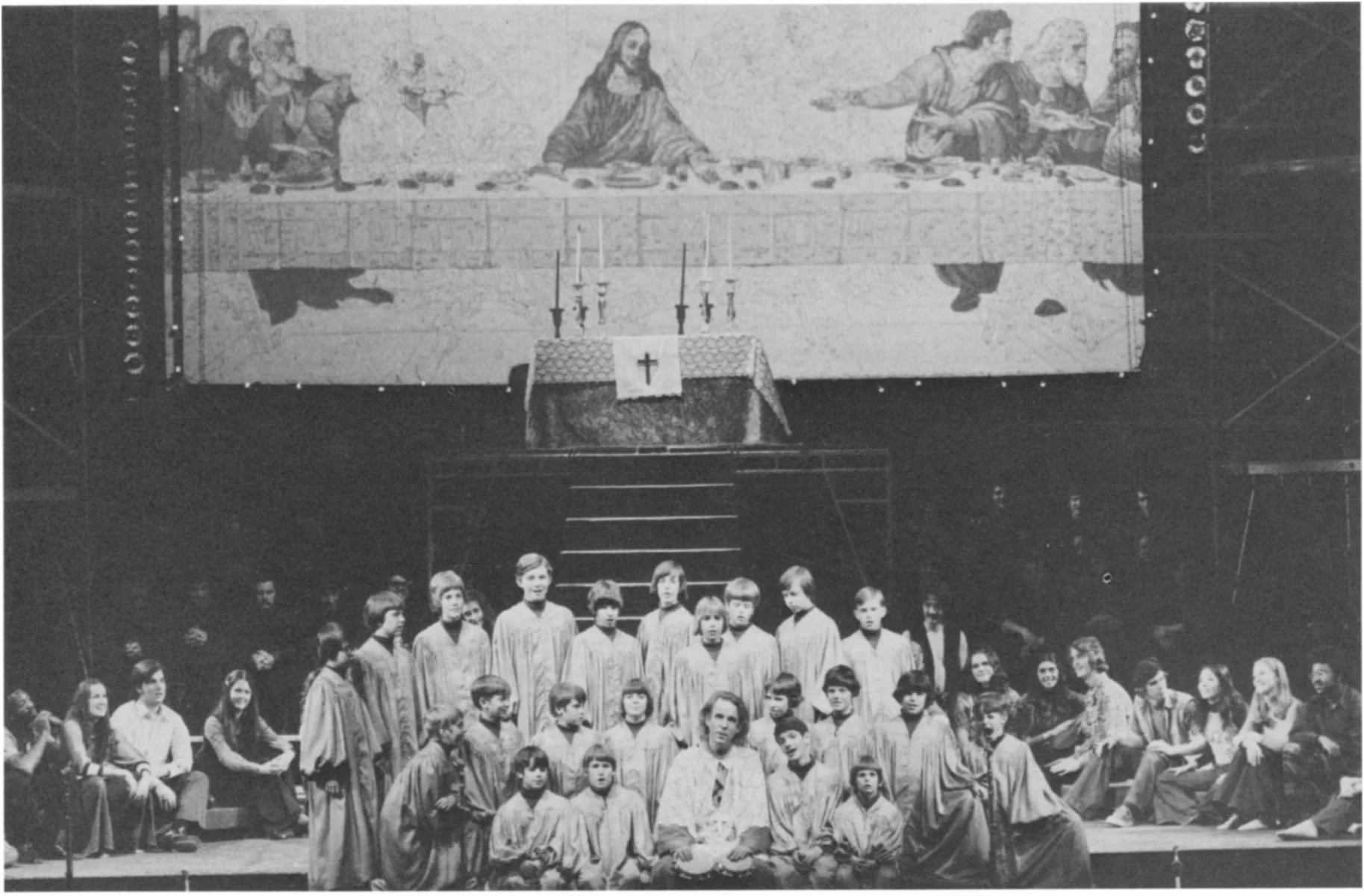 Wichita State University performance of Bernstein's Mass (March 1973) - The "most ambitious, unusual, and controversial musical theatre works in years" - conducted by Decker. Jay would recall to us that it was the first performance west of the Missi…