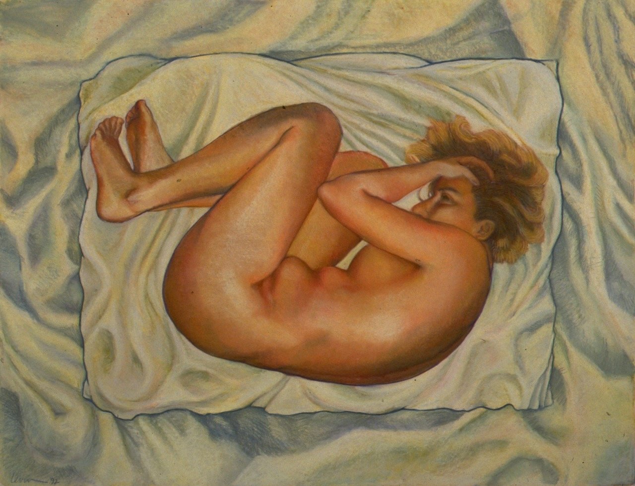 47.5 x 59" framed, pastel on paper. "Fitting In"