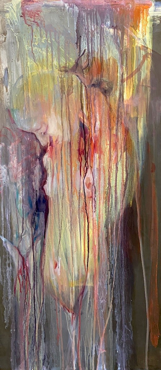 16.5 x 36" oil on steel. "Two"