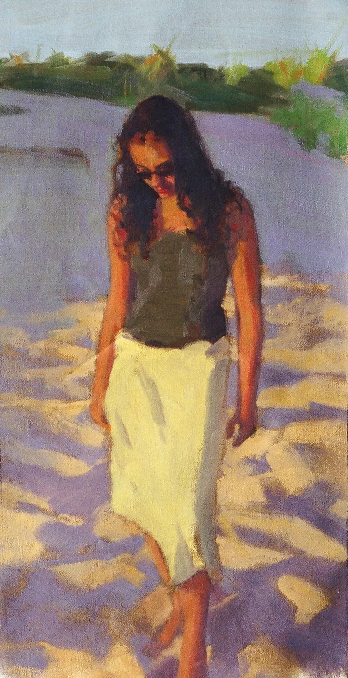 Yellow Sari, Oil, 11 x 21