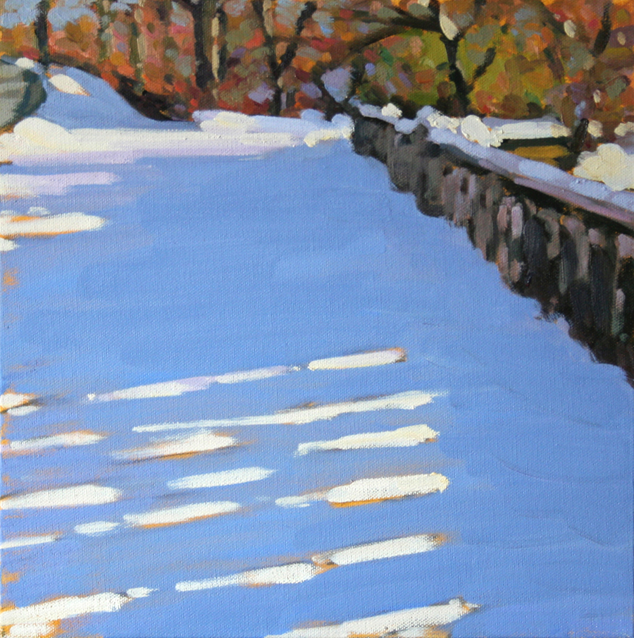 Shadows at the Bridge, Oil on Canvas, 12 x 12