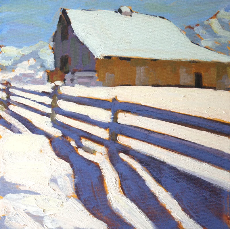 Winter Barn, Oil on Canvas, 12 x 12