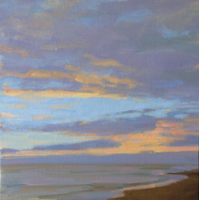 Blue Sky Sunset, Oil on Canvas, 12 x 12