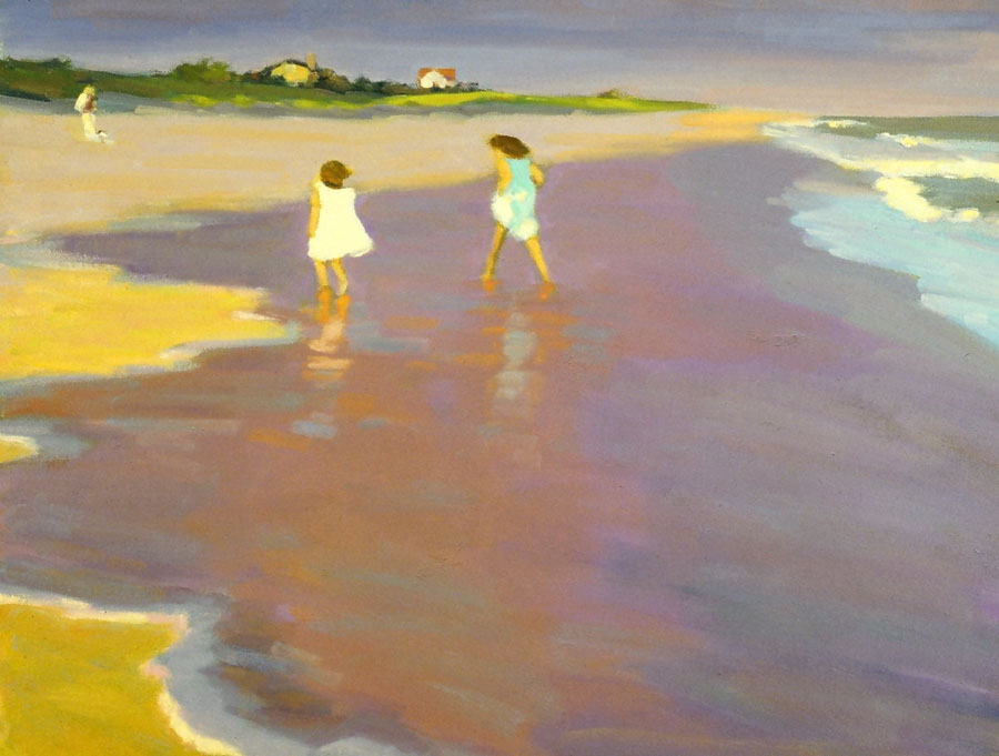 Sisters in Amagansett, Oil on Canvas, 14 x 18