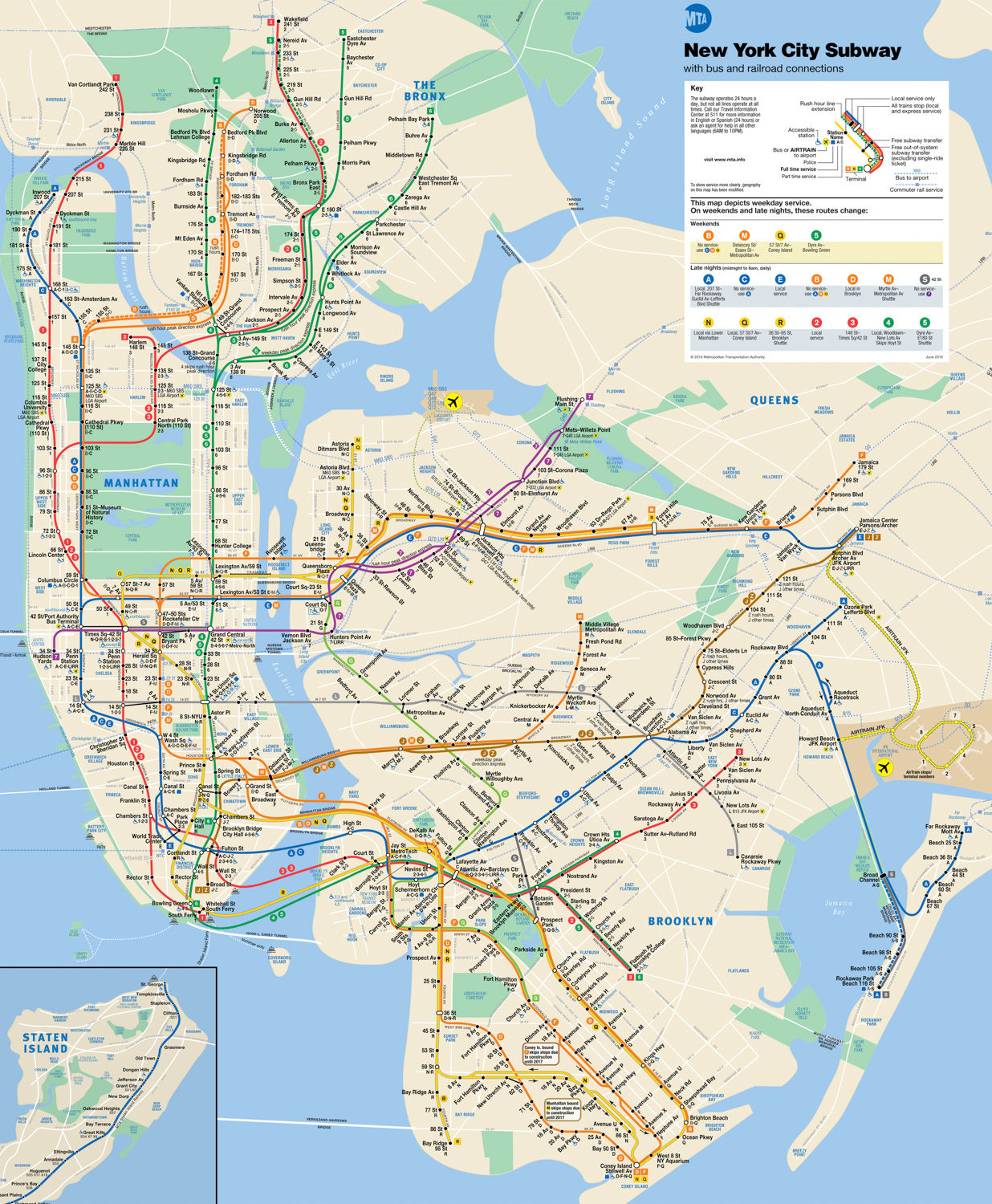 De hecho este es el Mapa de los subtes de New York City que te la podes descargar y tenerla a mano por las dudas en el celular ;) Aquí te muestra las lineas de subtes y las conexiones con colectivos!