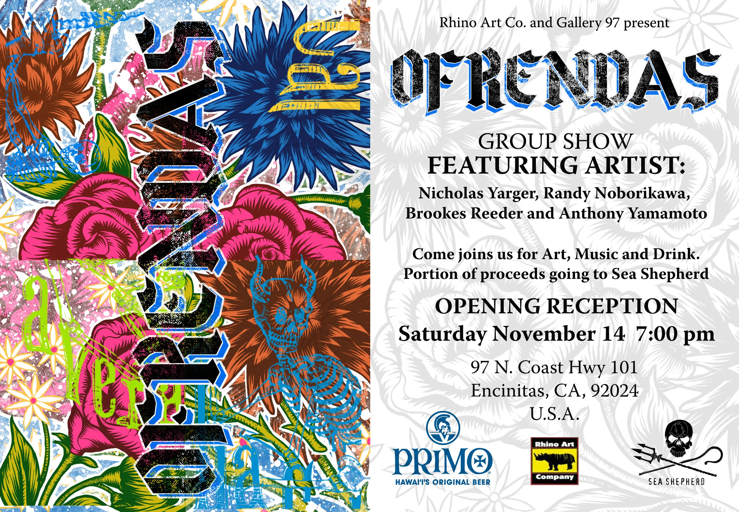 Front and back flyer for group show designed and curated by nick yarger