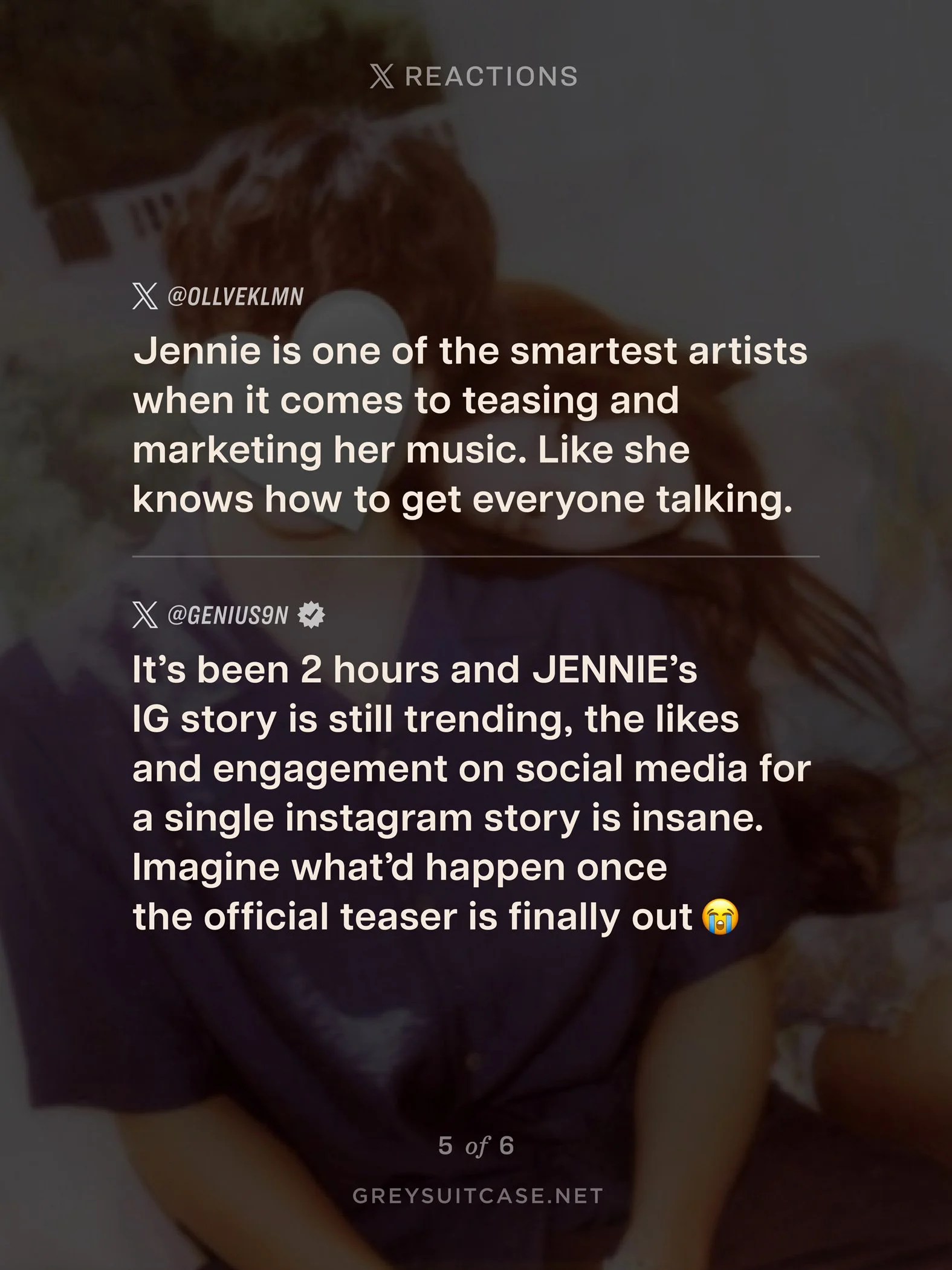 Greysuitcase - Jennie 'Less Than a Lover' MV Teaser 01 X Reactions