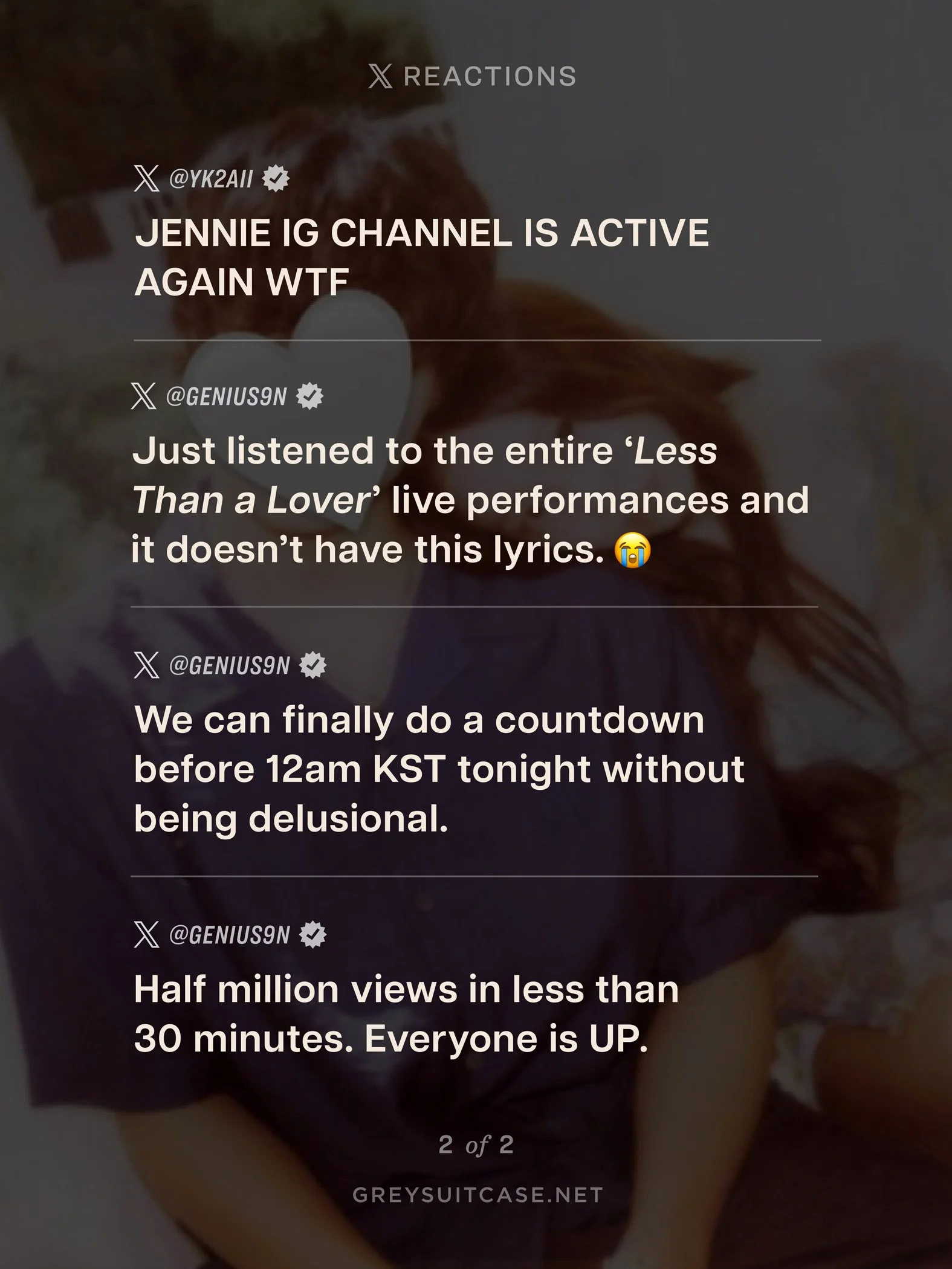 Greysuitcase - Jennie 'Less Than a Lover' MV D-5 Teasers Fans' X Reactions