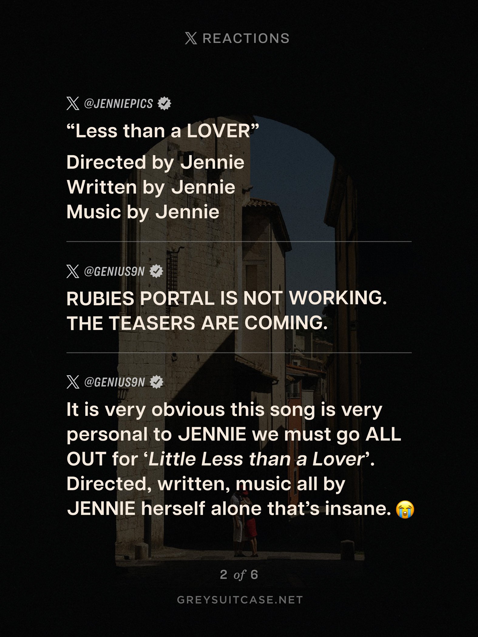 Greysuitcase - Jennie 'Less Than a Lover' MV D-5 Teasers Fans' X Reactions