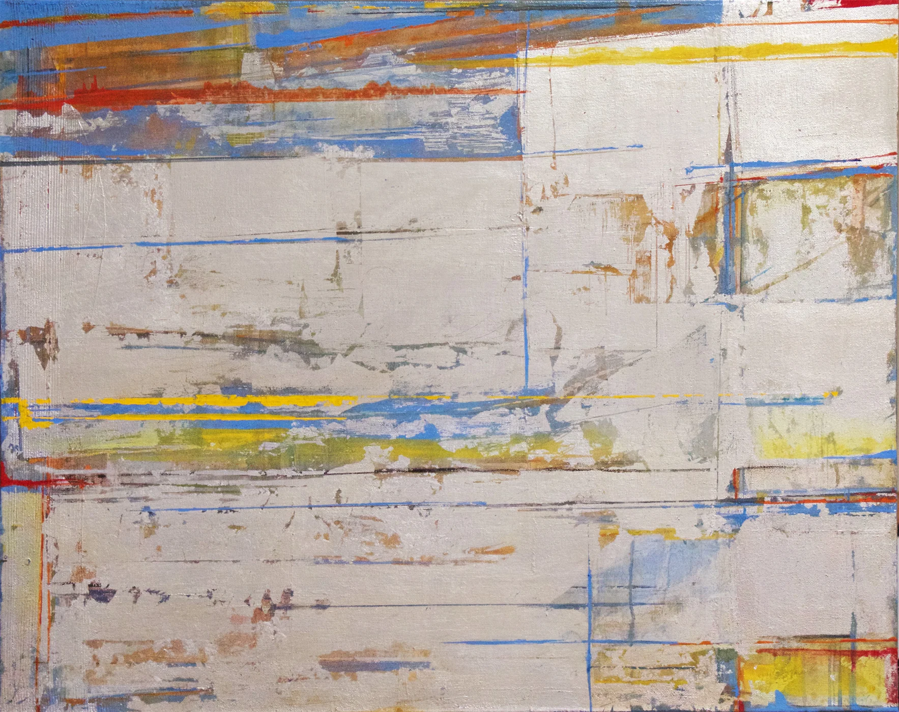 Camino de Plata 3, 24x36, metal leaf, plaster & oil on canvas